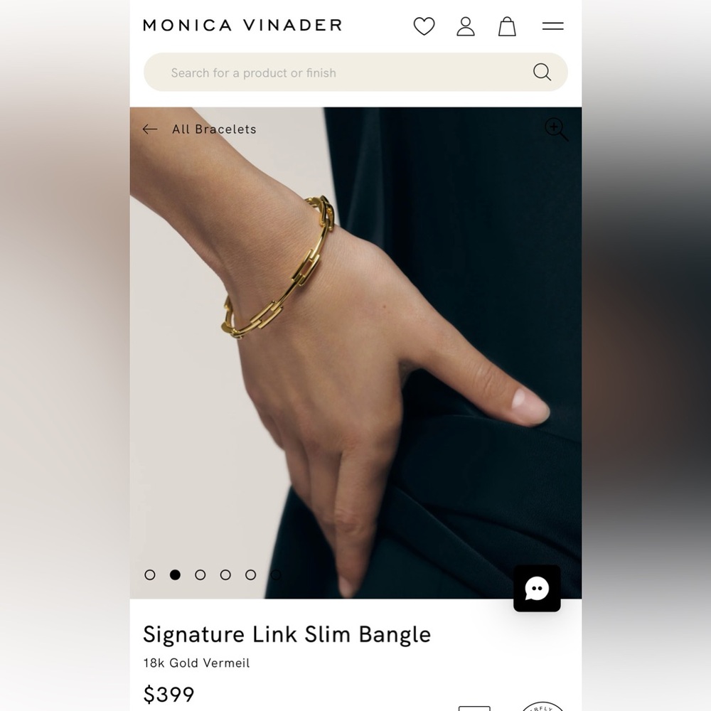 Monica Vinader Gold Signature Link Slim Bangle